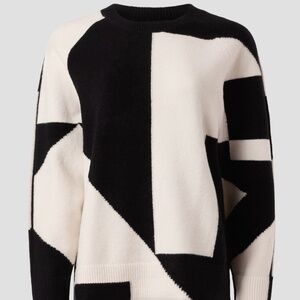 Club Monaco Intarsia Sweater in Black and Cream, XL